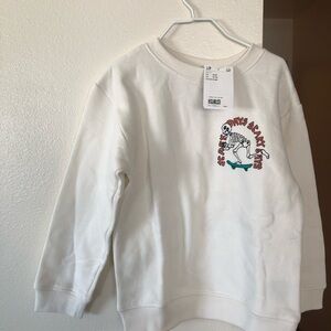 Kids White Graphic Sweatshirt